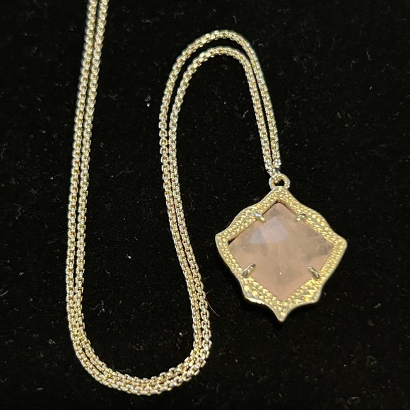 Kendra Scott Rose Quartz "Kacey" Long Pendant Necklace in Gold - Picture 7 of 9